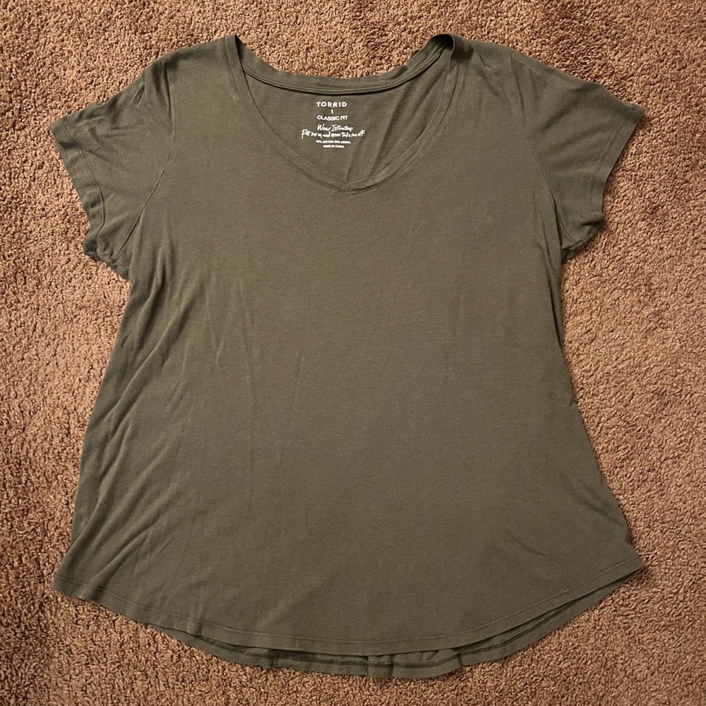 Torrid Olive Green V-Neck Women's Top